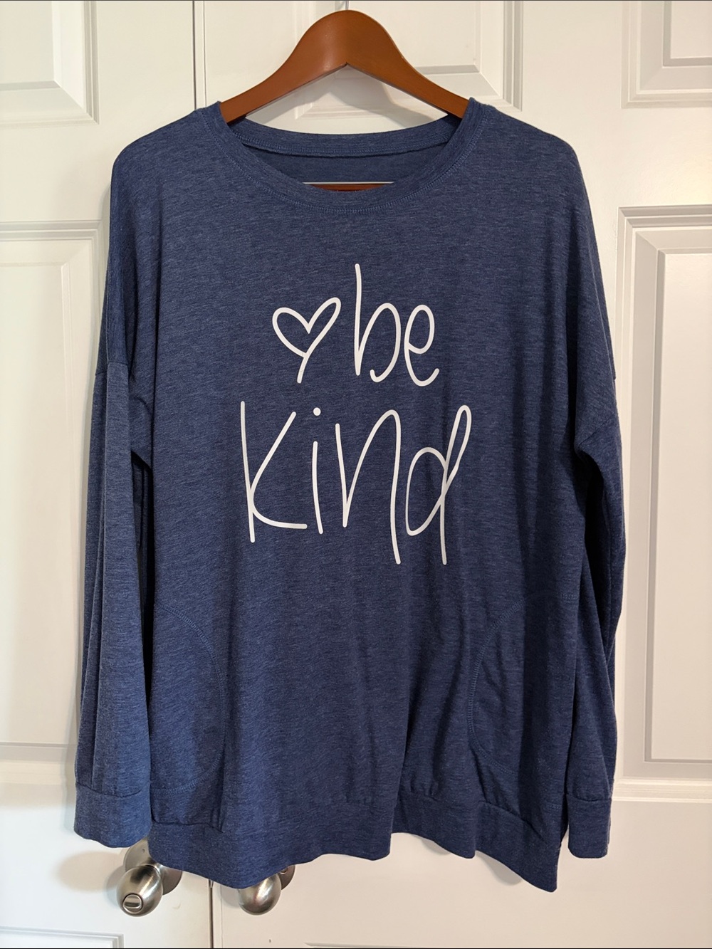 Be Kind Blue Long-Sleeve Top with Pockets